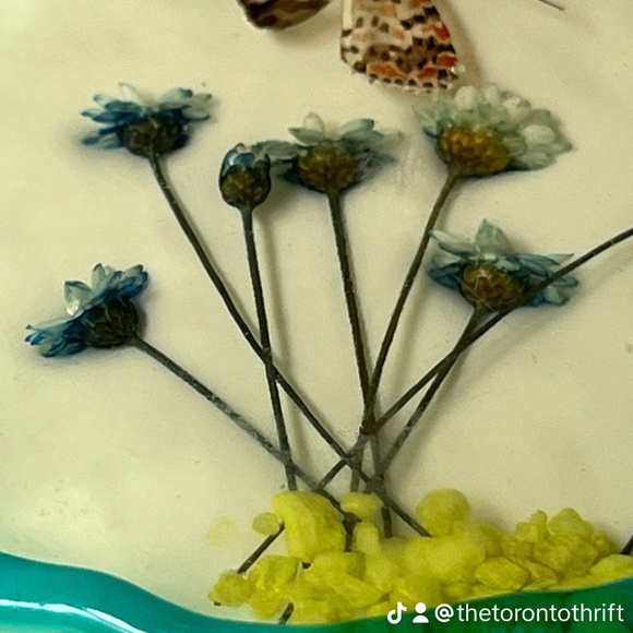 Retro boho coasters with flowers and butterfly 2 pc - Picture 6 of 8